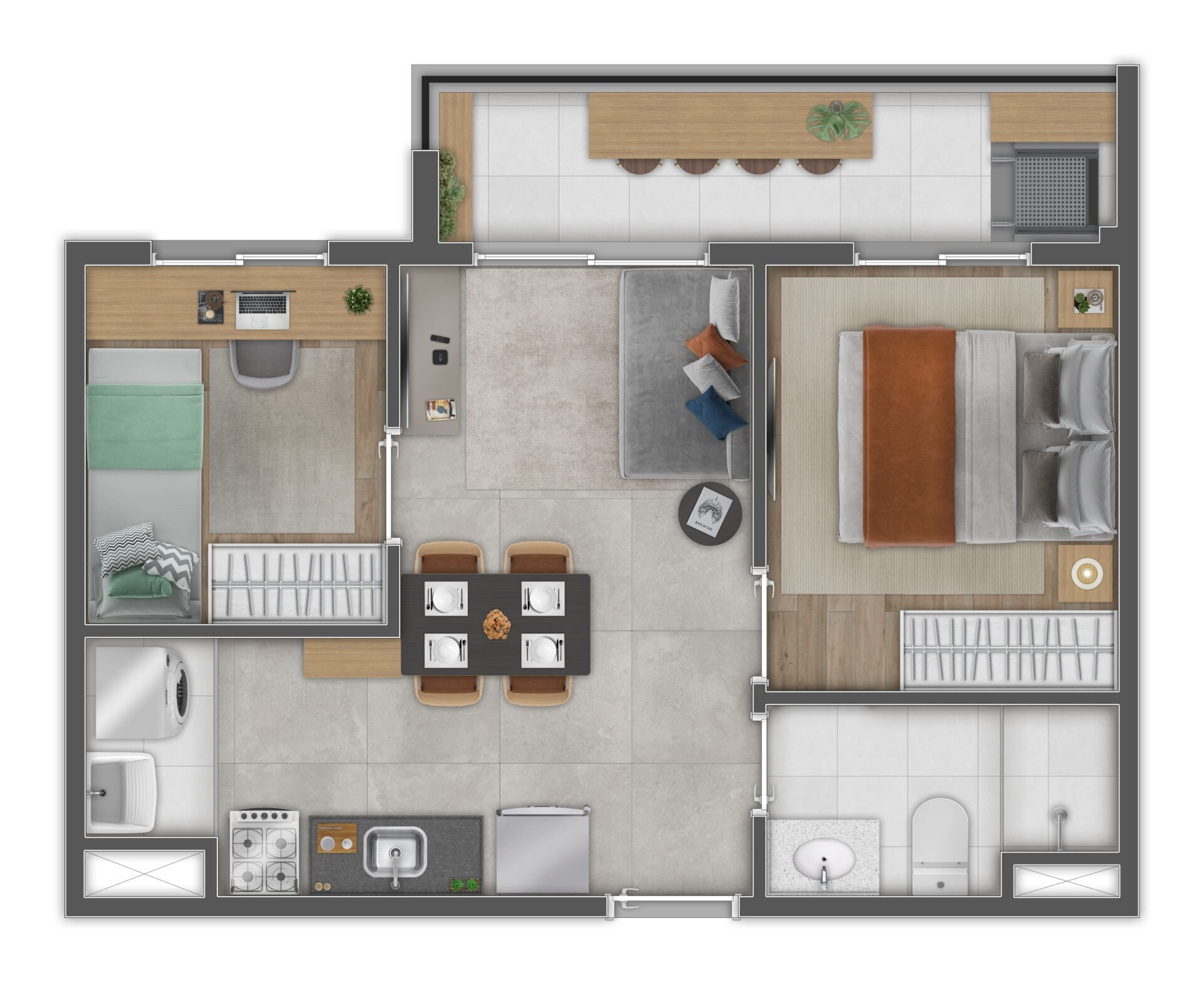 Planta 01 - 2 dorm 38,94m²