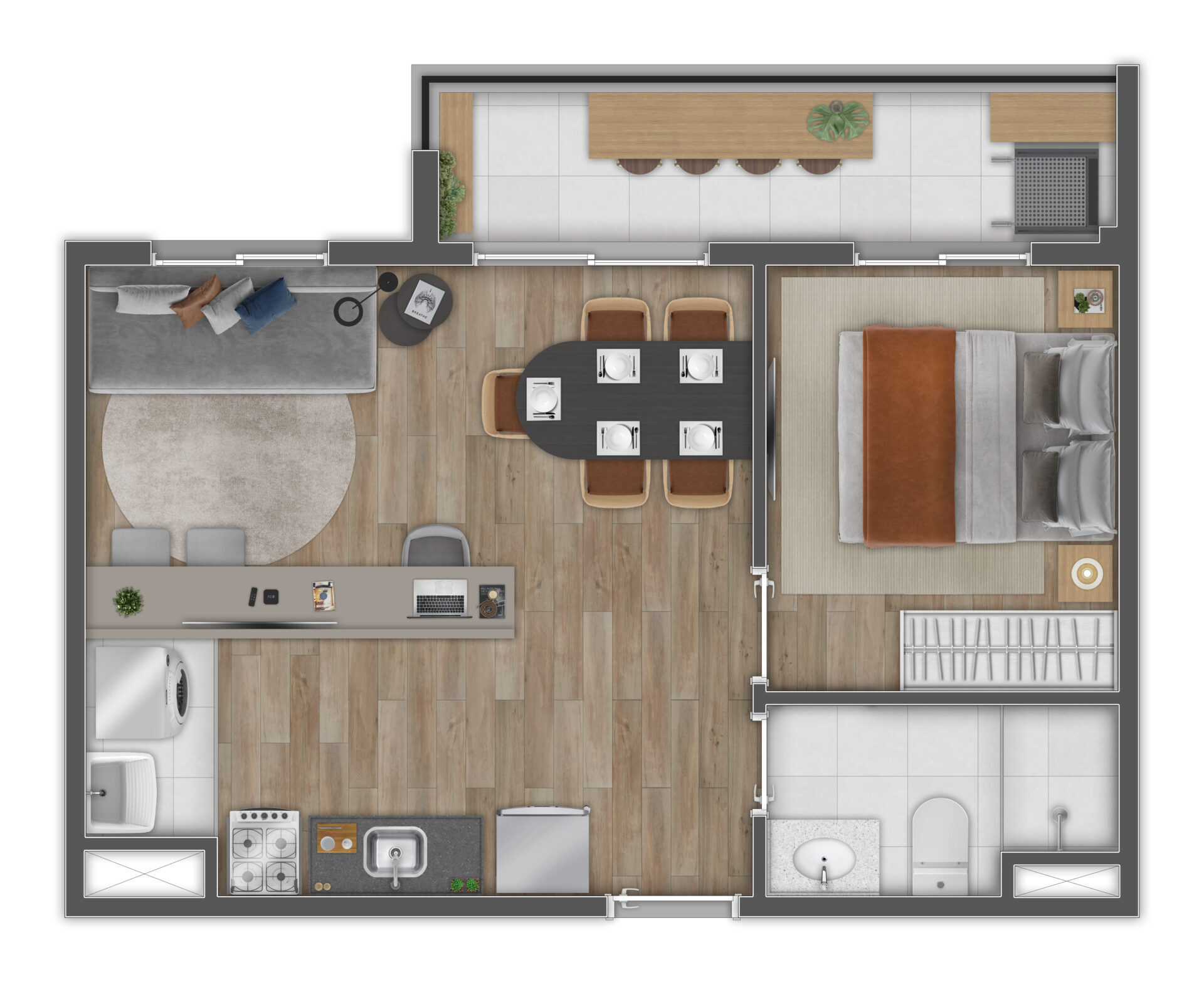 Planta 02 - 1 dorm 38,94m² - opção 1