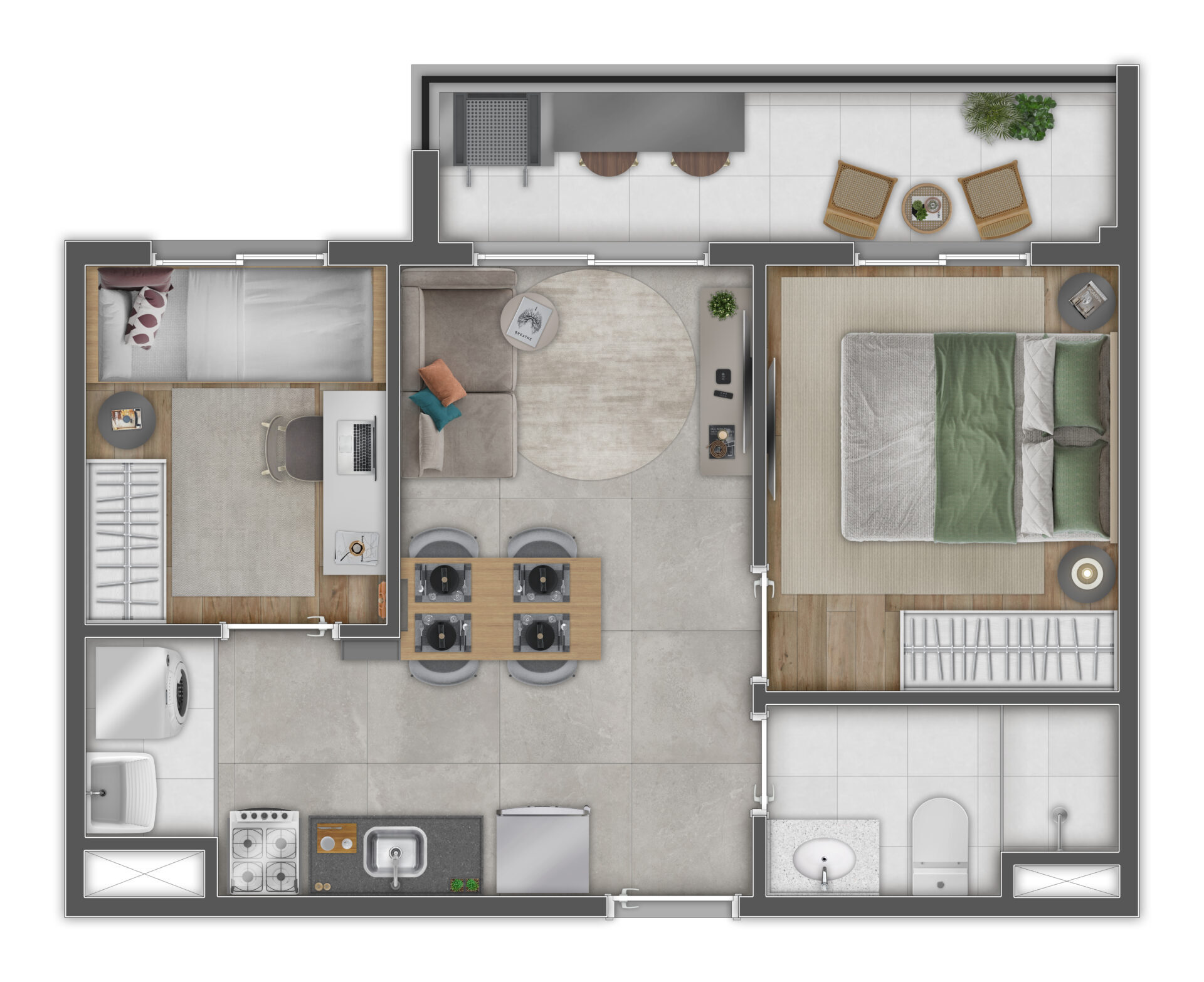Planta 03 - 2 dorm 38,94m² - opção 2
