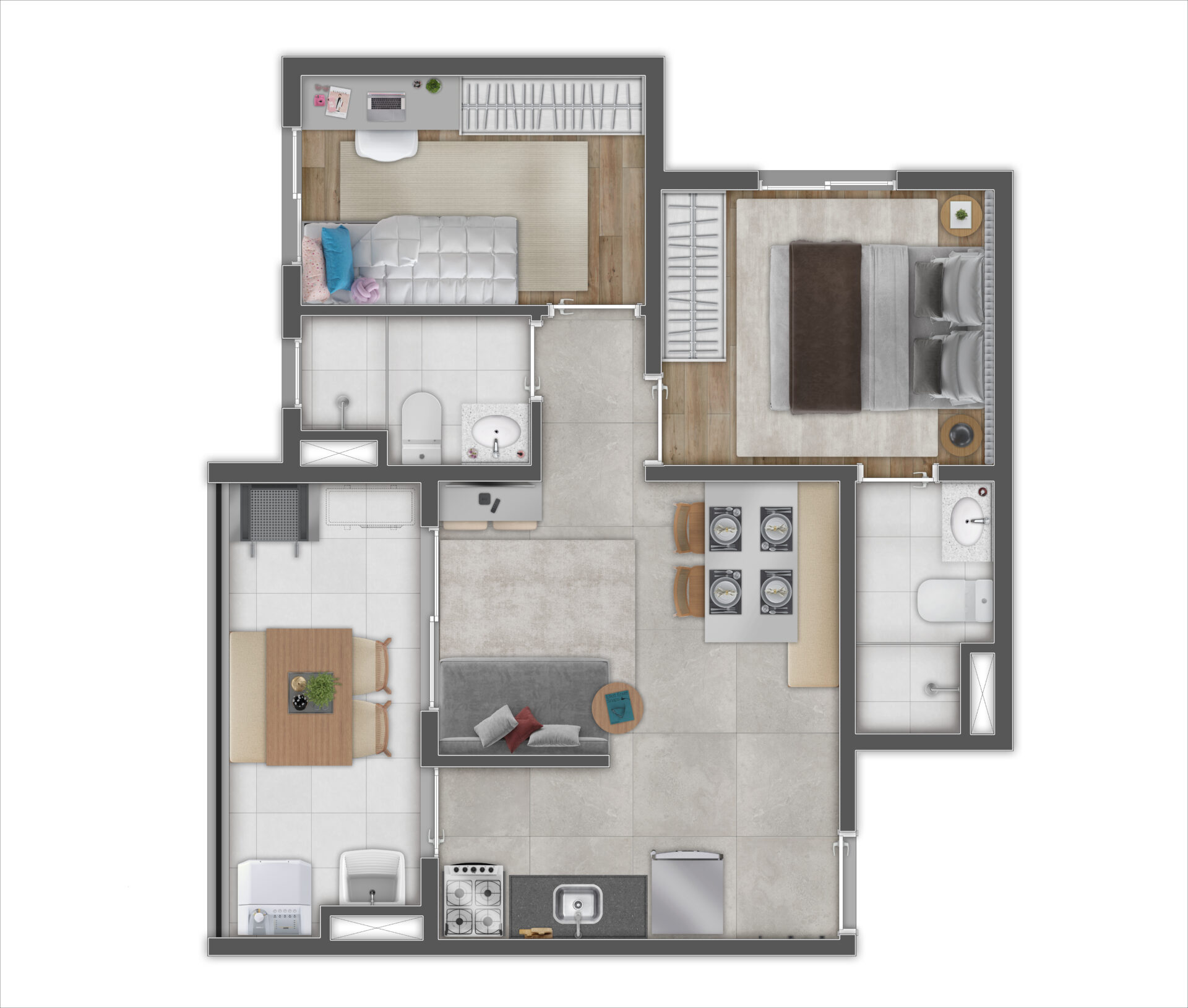 Planta 04 - 2 dorm 46,62m²