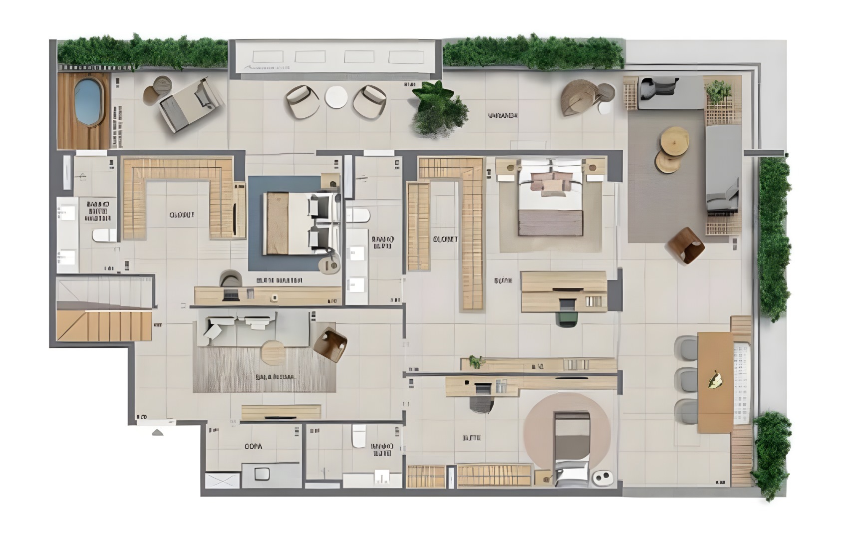Planta 19 - 3 dorm 416,86m² - cobertura duplex - inferior - opção