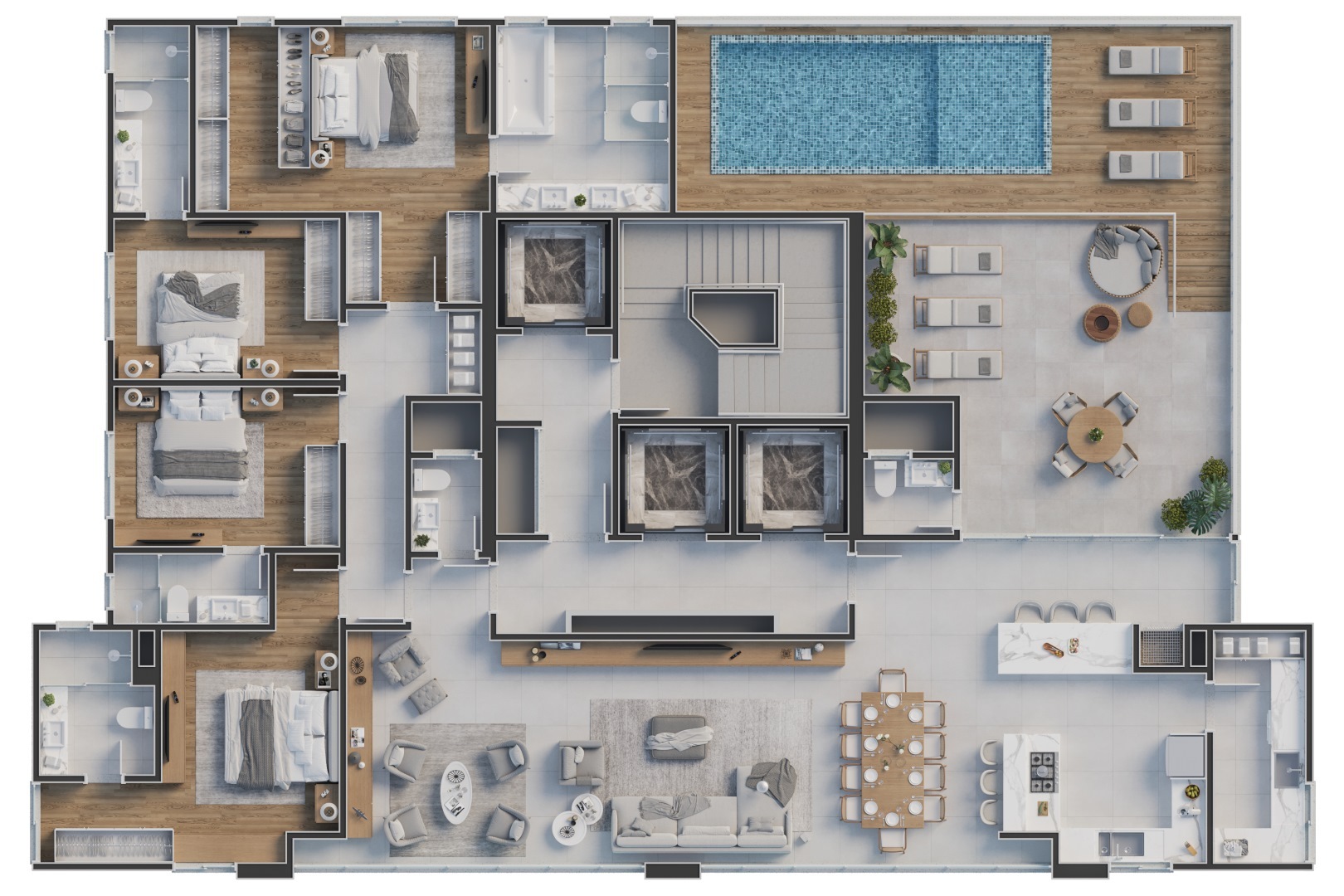 Planta 01 - 4 dorm 270m² - cobertura horizontal