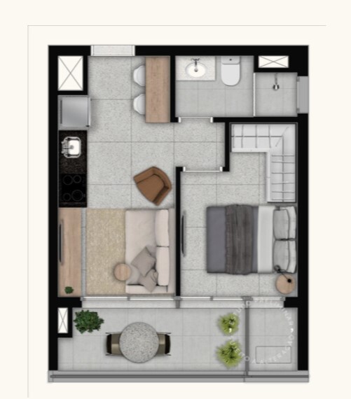 Planta 02 - 1 dorm 35m² - loft