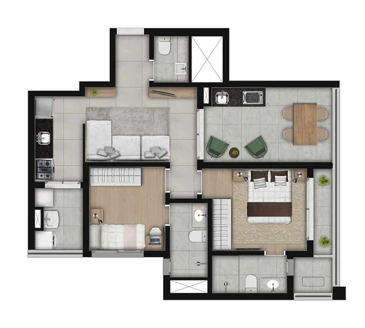 Planta 06 - 2 dorm 73,70m²