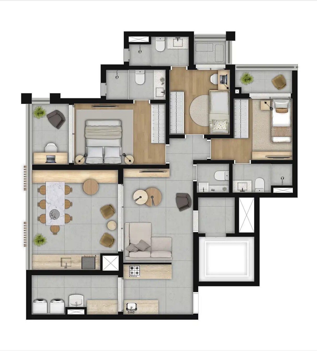 Planta 08 - 3 dorm 105,16m²