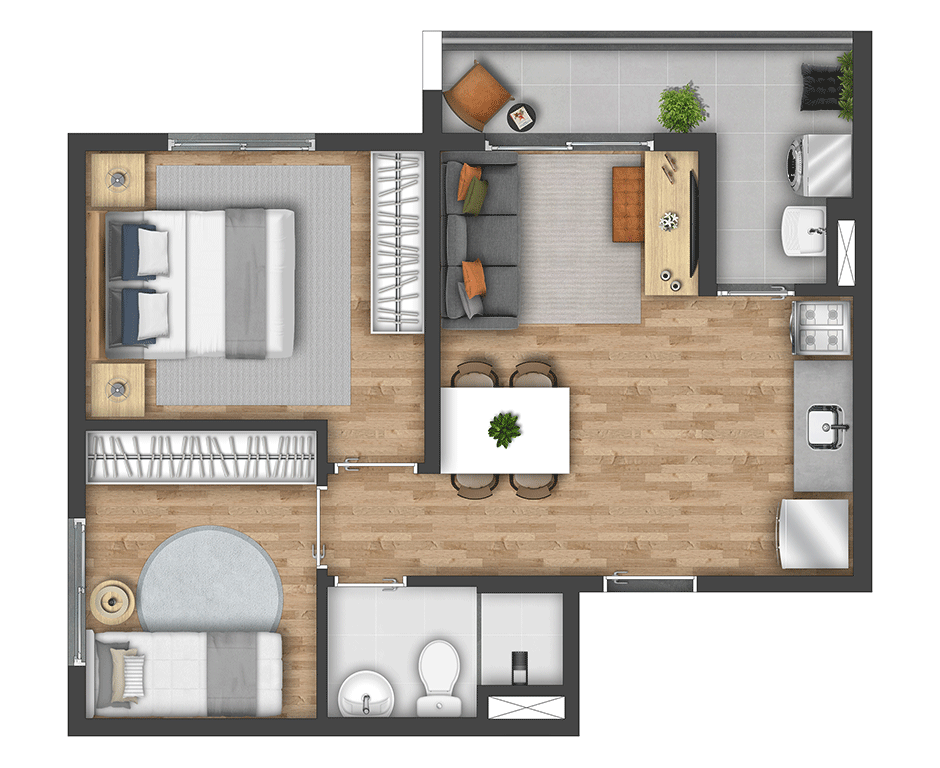 Planta 01 - 2 dorm 41m²