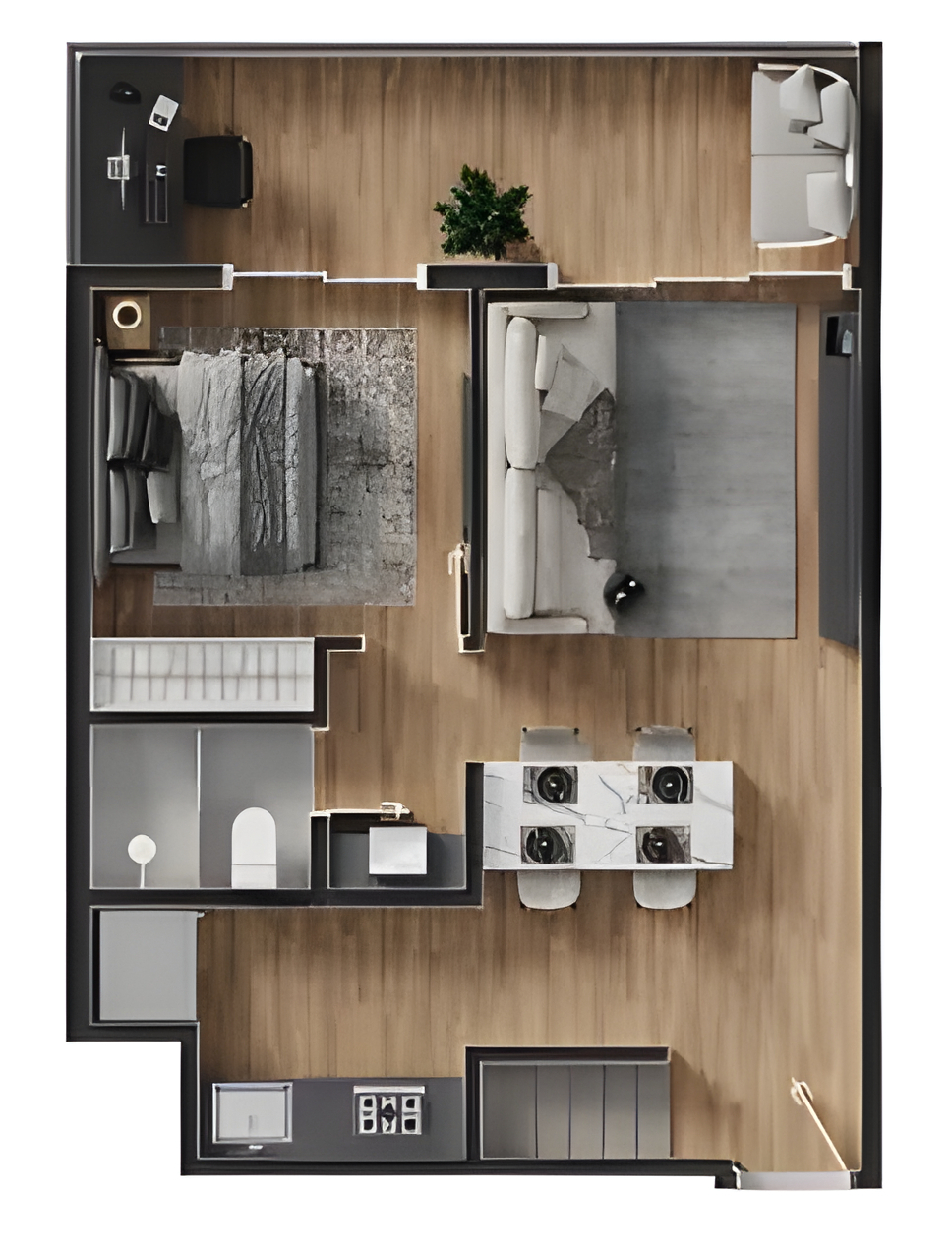 Planta 05 - 1 dorm 86,14m² - cobertura duplex - inferior