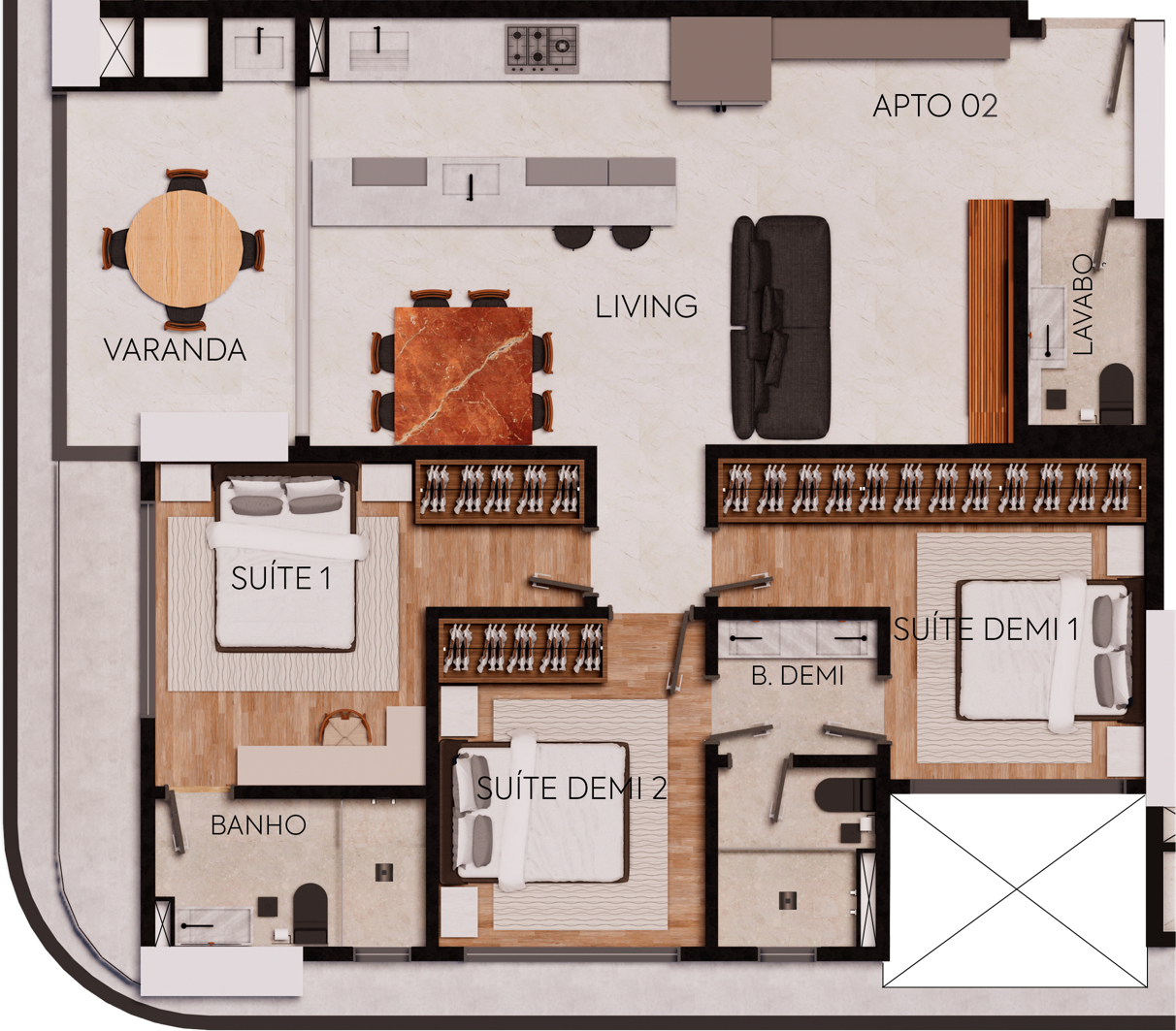 Planta 06 - 3 dorm 99,81m²