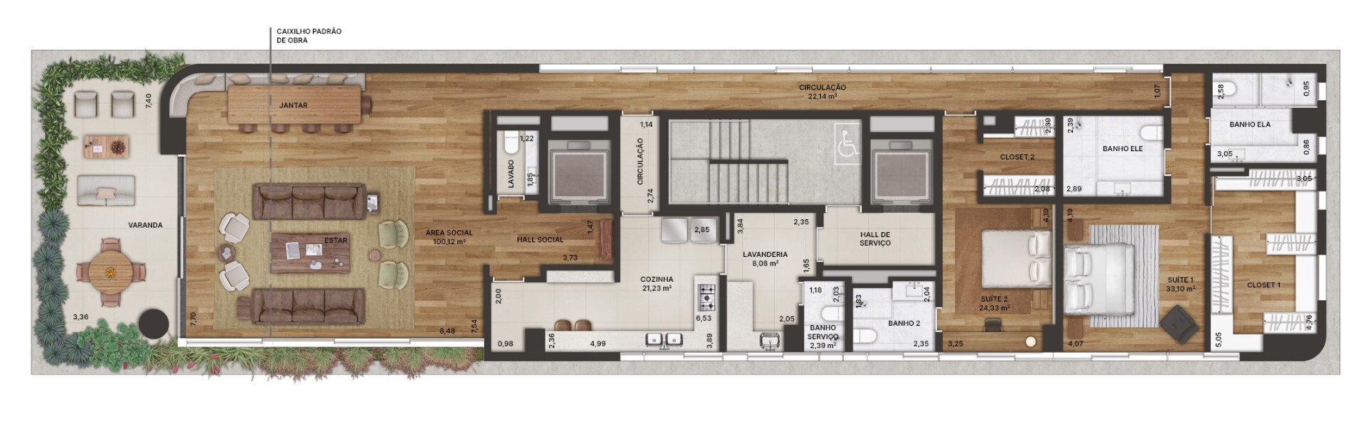 Planta 02 - 2 dorm 278m² - opção 1