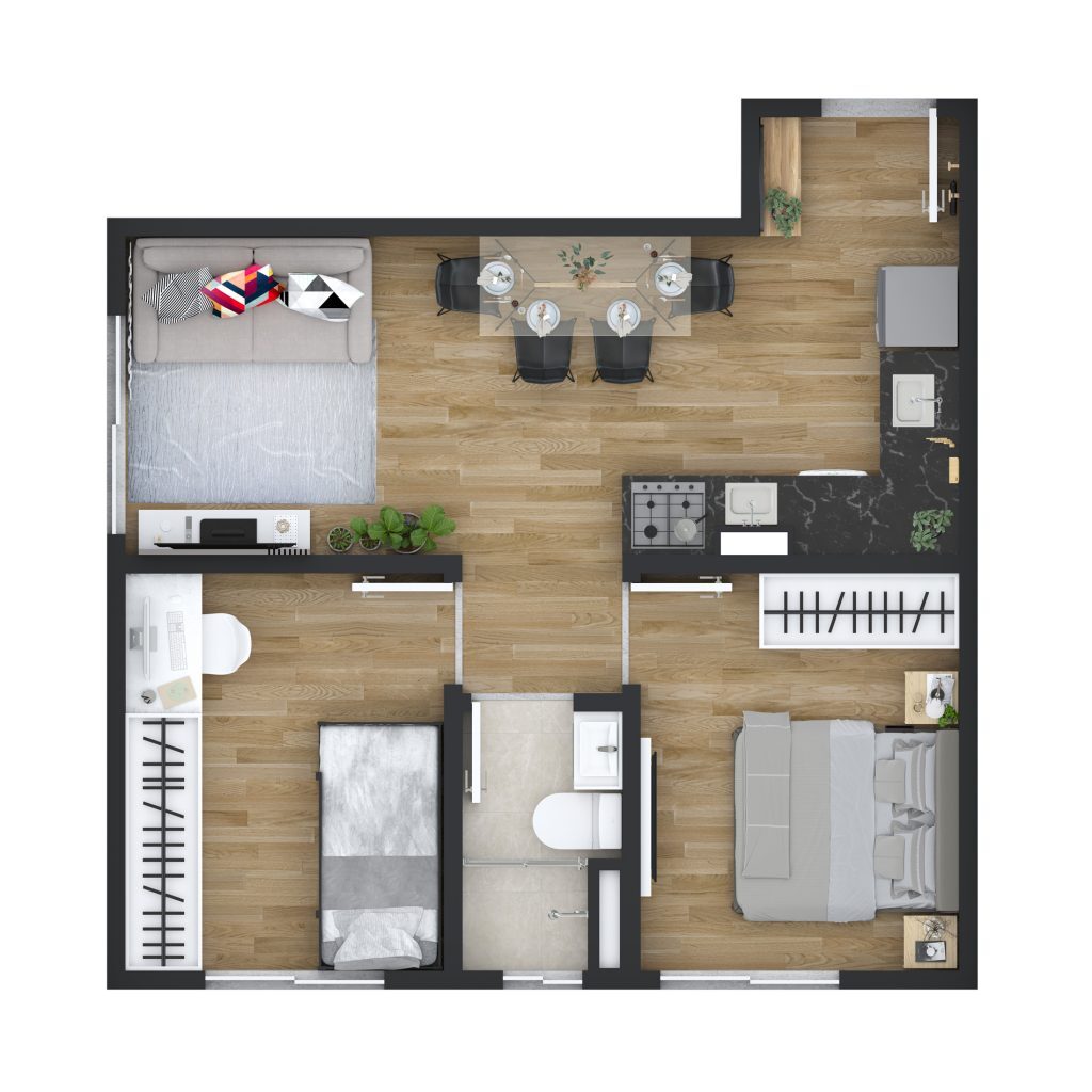 Planta 02 - 2 dorm 40m²