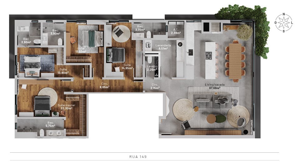 Planta 02 - 4 dorm 200m²