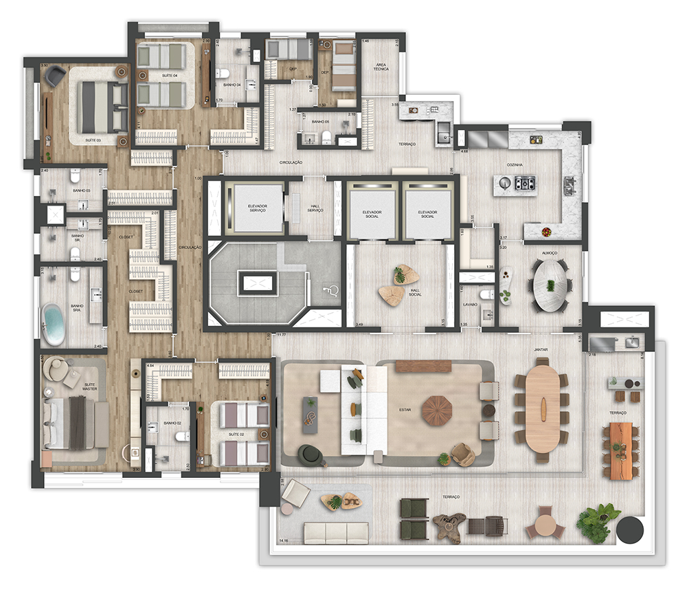 Planta 01 - 4 dorm 372m² Planta 01 - 4 dorm 372m²