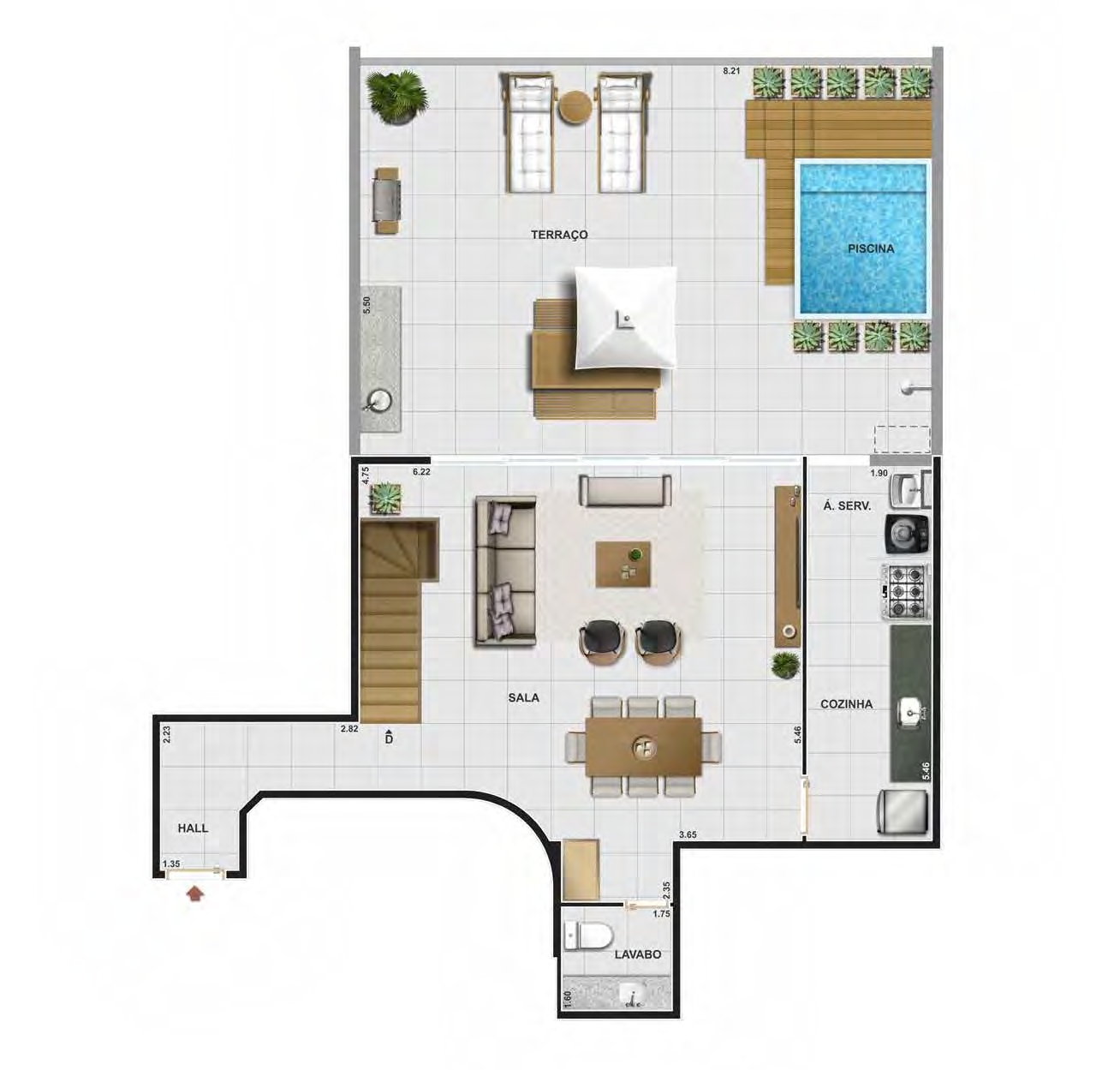 Planta 11 - 4 dorm 197m² - cobertura duplex - superior