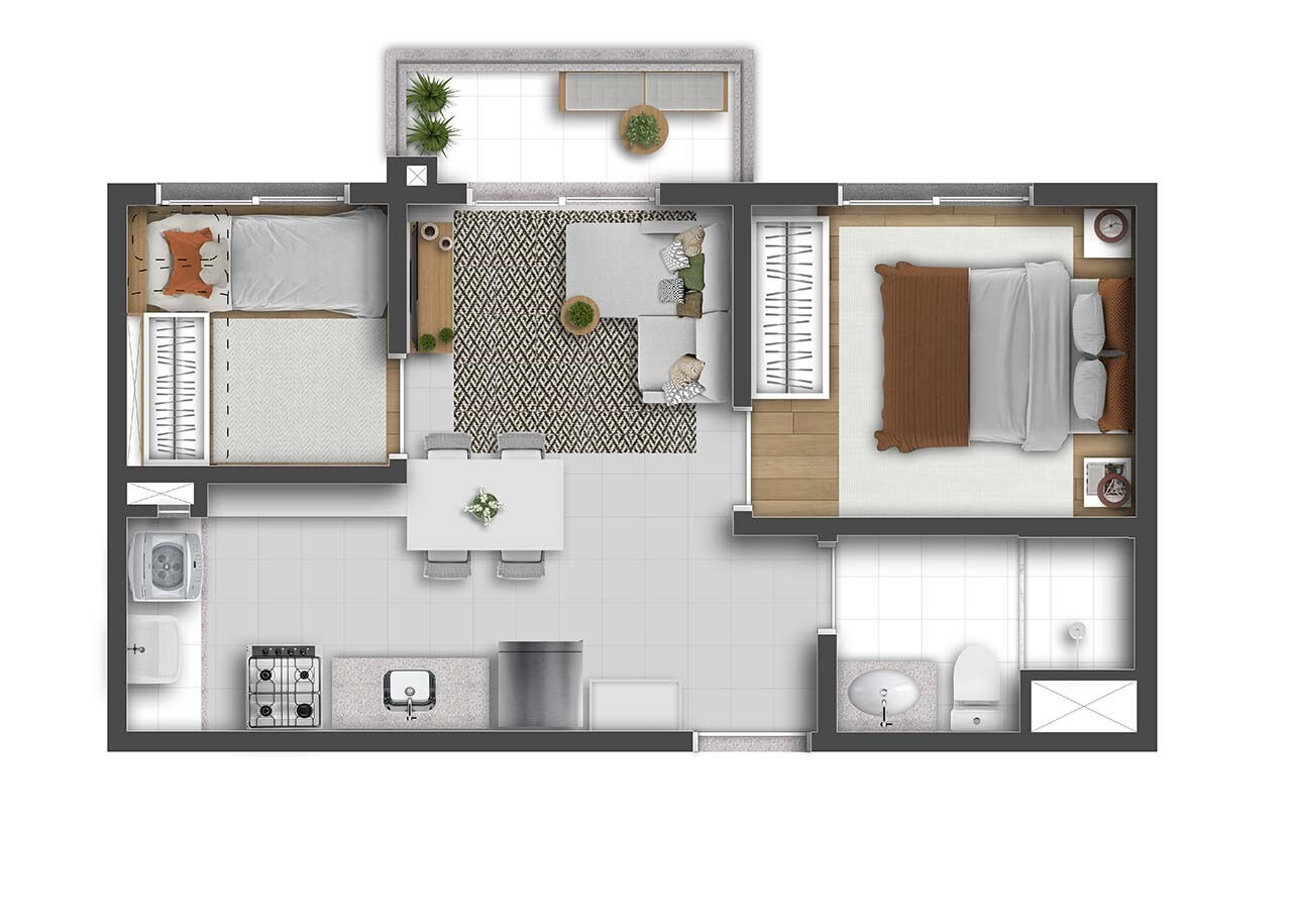 Planta 01 - 2 dorm 37,76m²