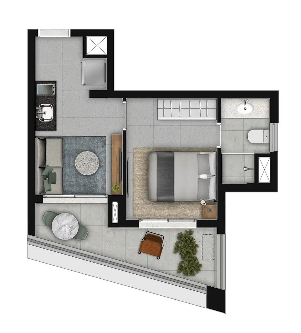 Planta 07 - 1 dorm 35,13m²
