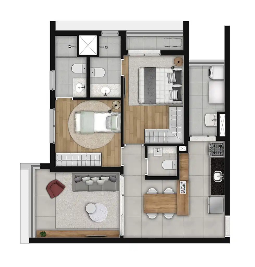 Planta 11 - 2 dorm 67,35m²
