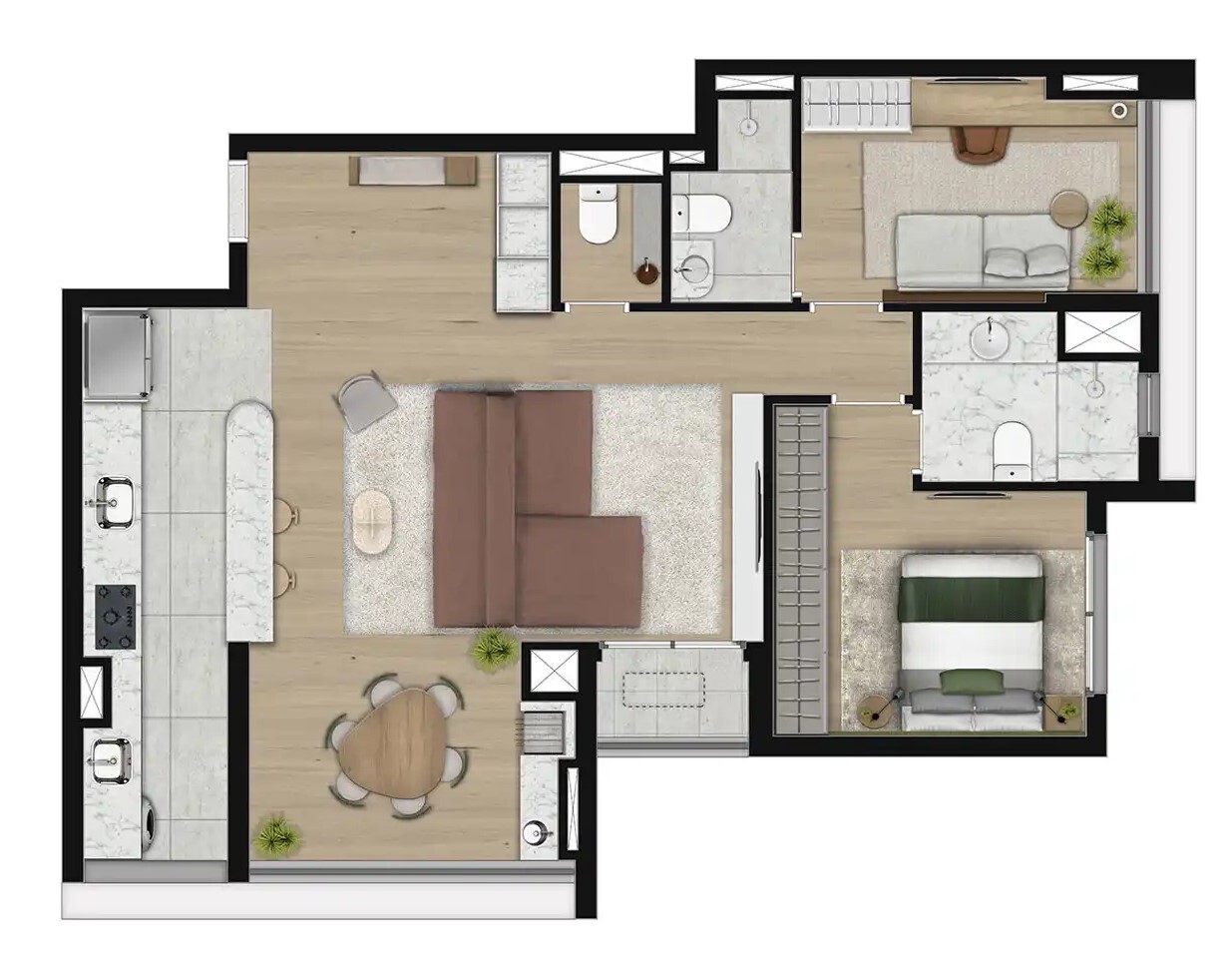 Planta 12 - 2 dorm 88,79m² - opção