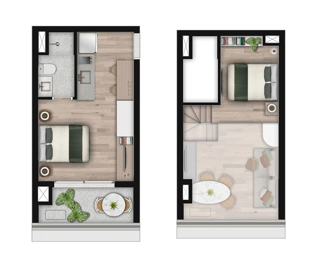 Planta 02 - 1 dorm 25,91m² - loft