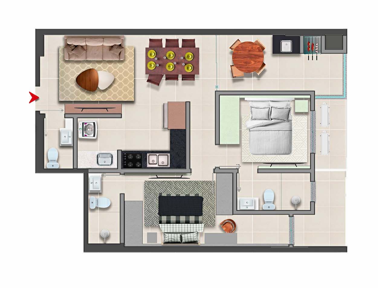 Planta 02 - 2 dorm 80m²