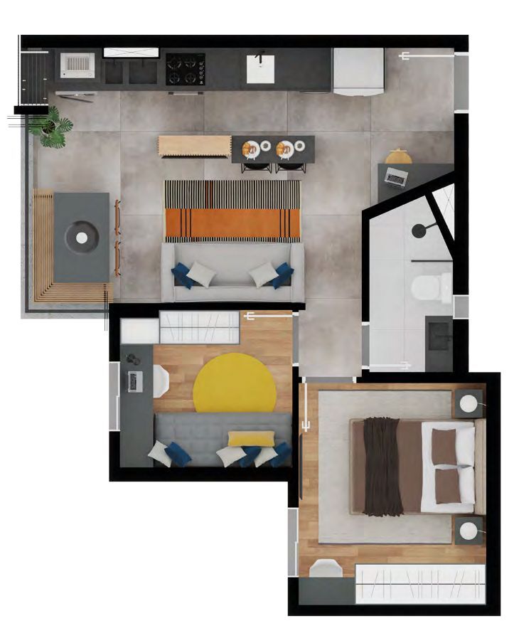 Planta 01 - 2 dorm 44,20m²