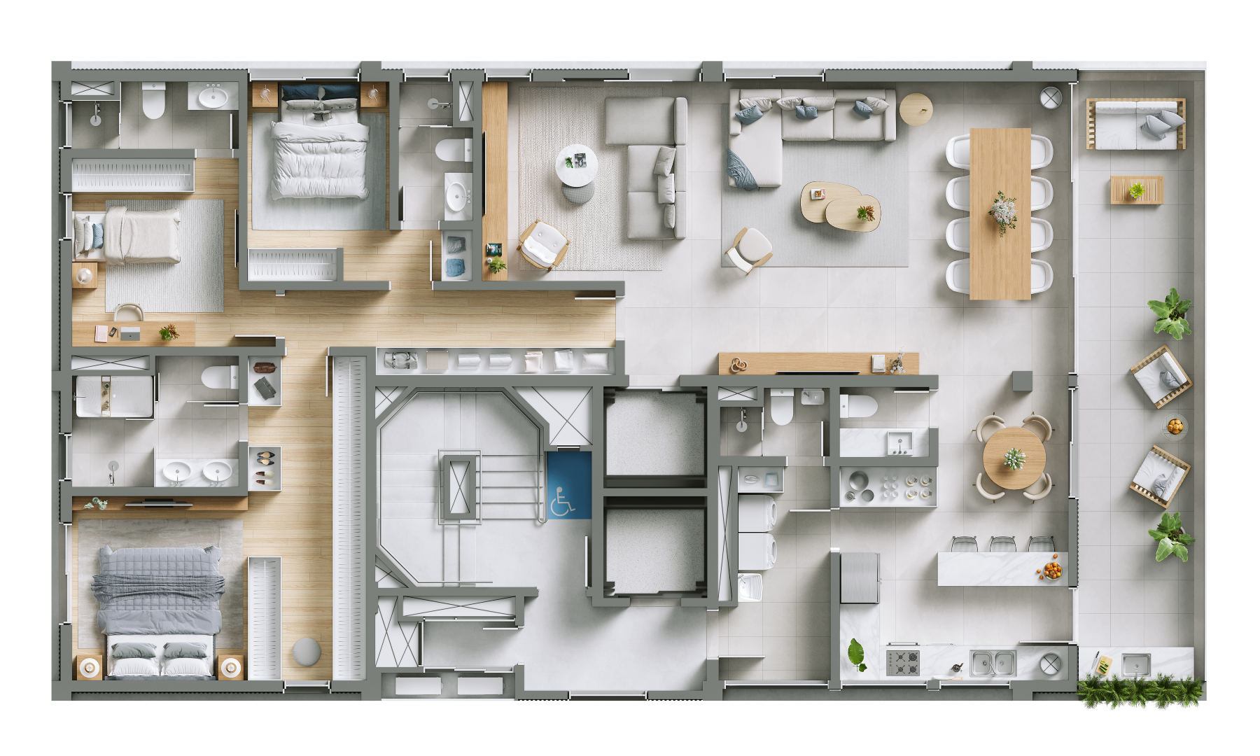 Planta 02 - 3 dorm 190,41m² - opção