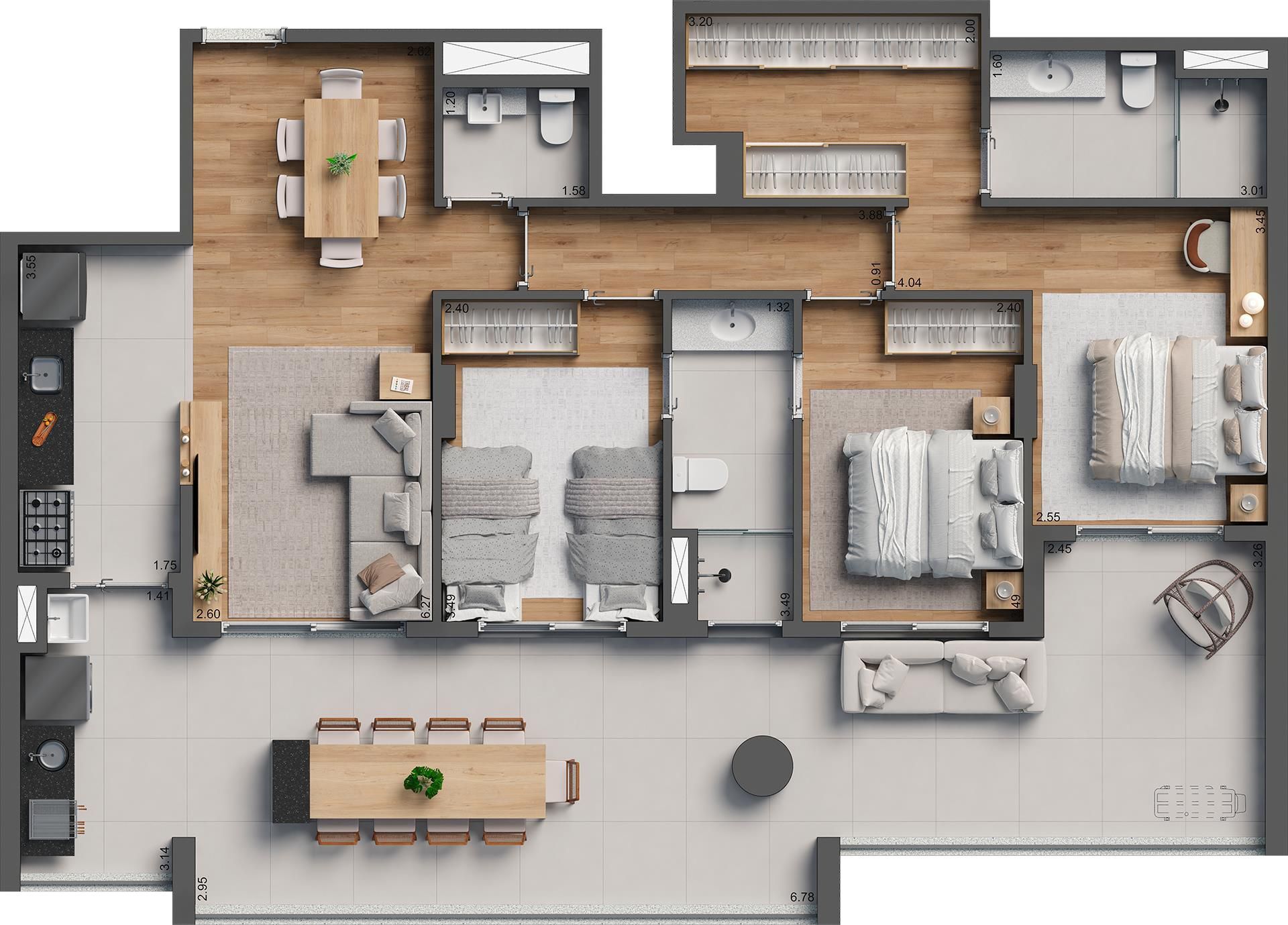 Planta 11 - 3 dorm 123m²