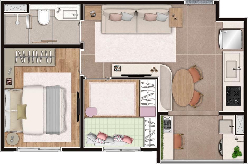 Planta 04 - 2 dorm 38m²