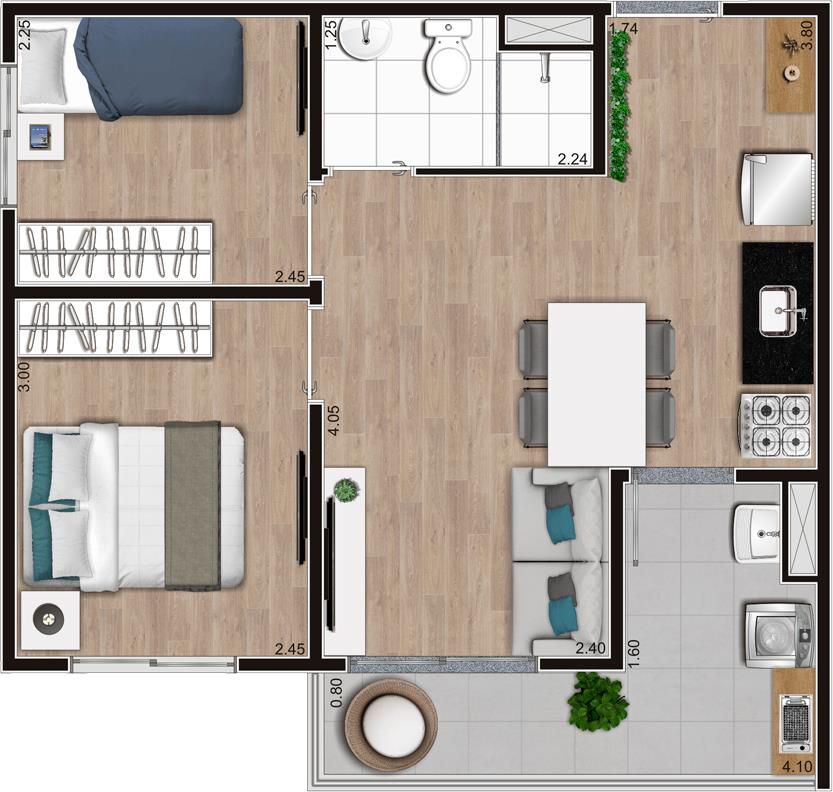 Planta 06 - 2 dorm 41m²