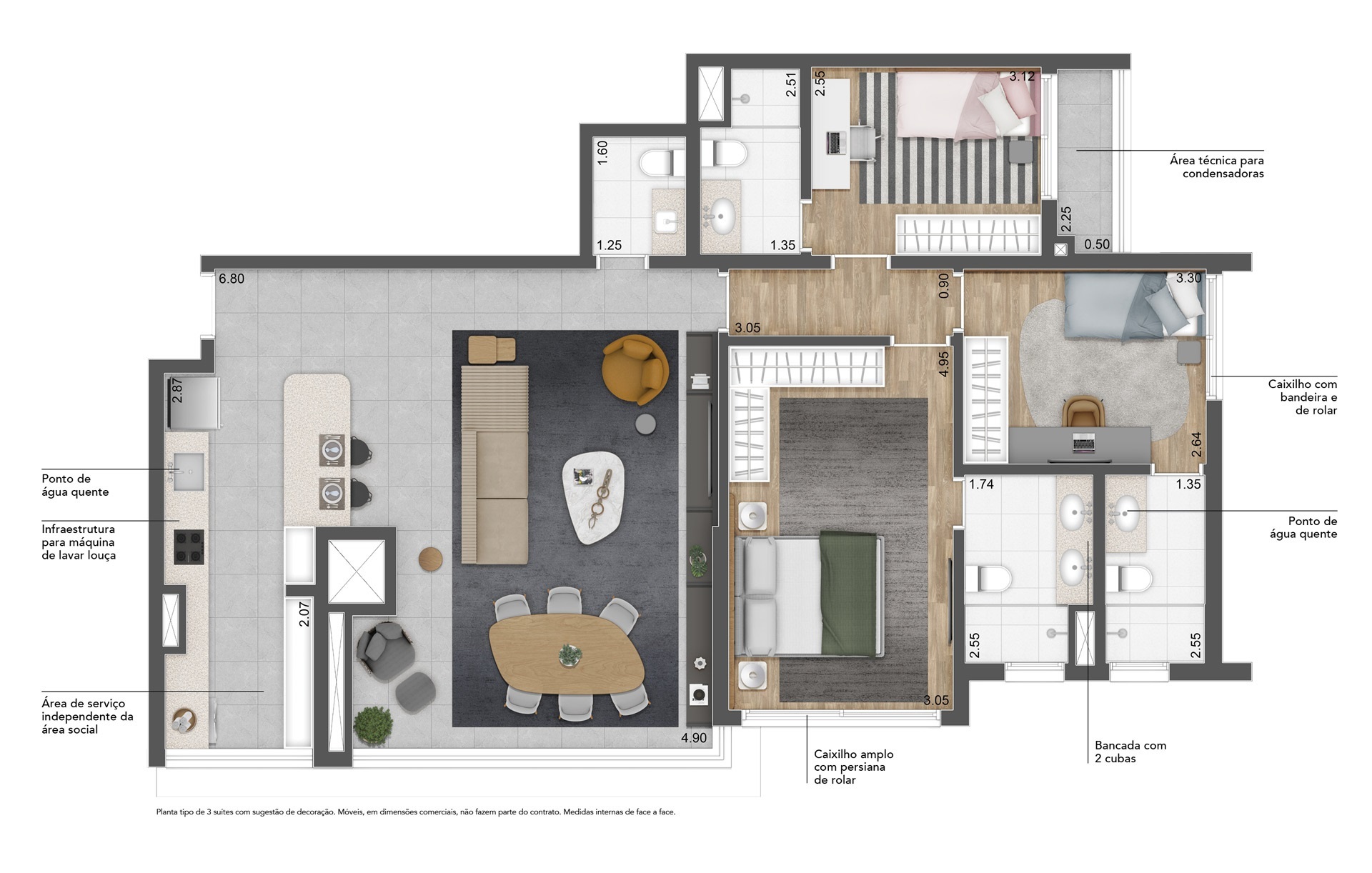Planta 01 - 3 dorm 112m²