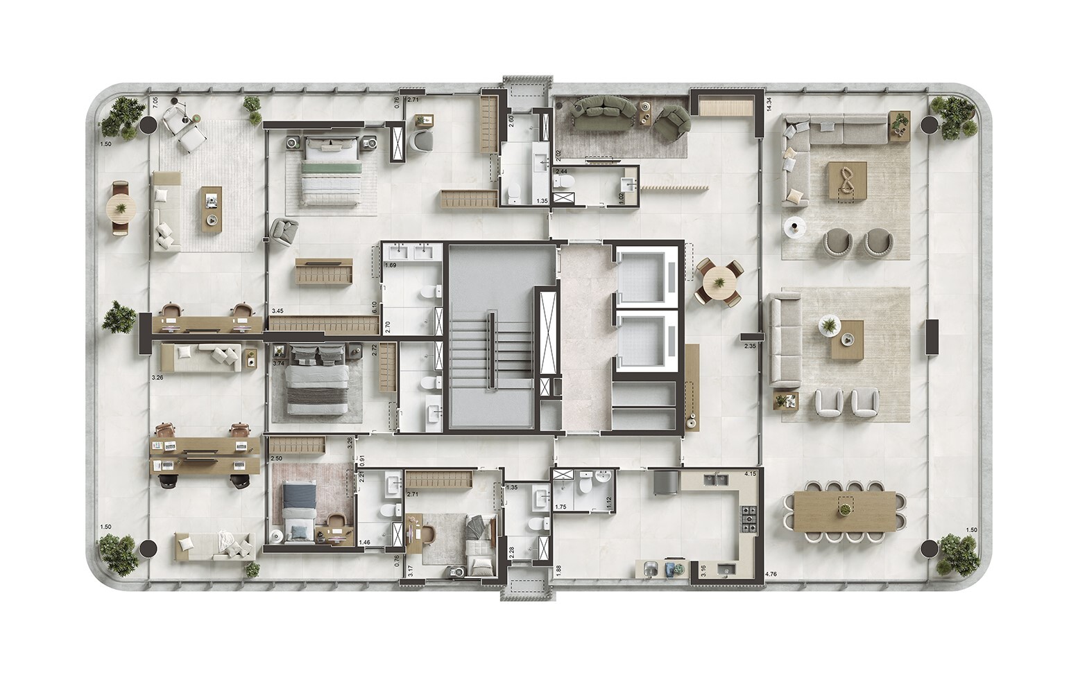 Planta 04 - 4 dorm 345,79m² - opção