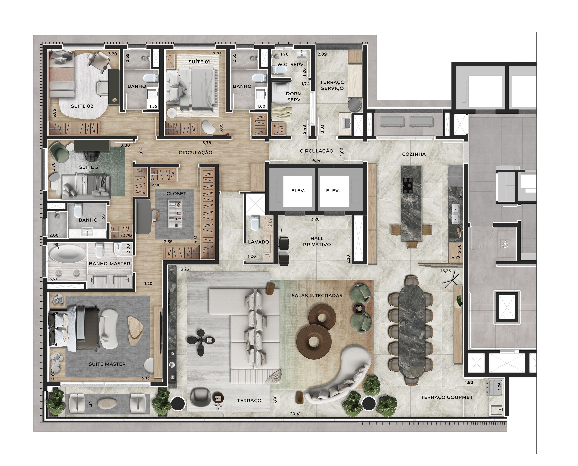 Planta 01 - 4 dorm 300m²