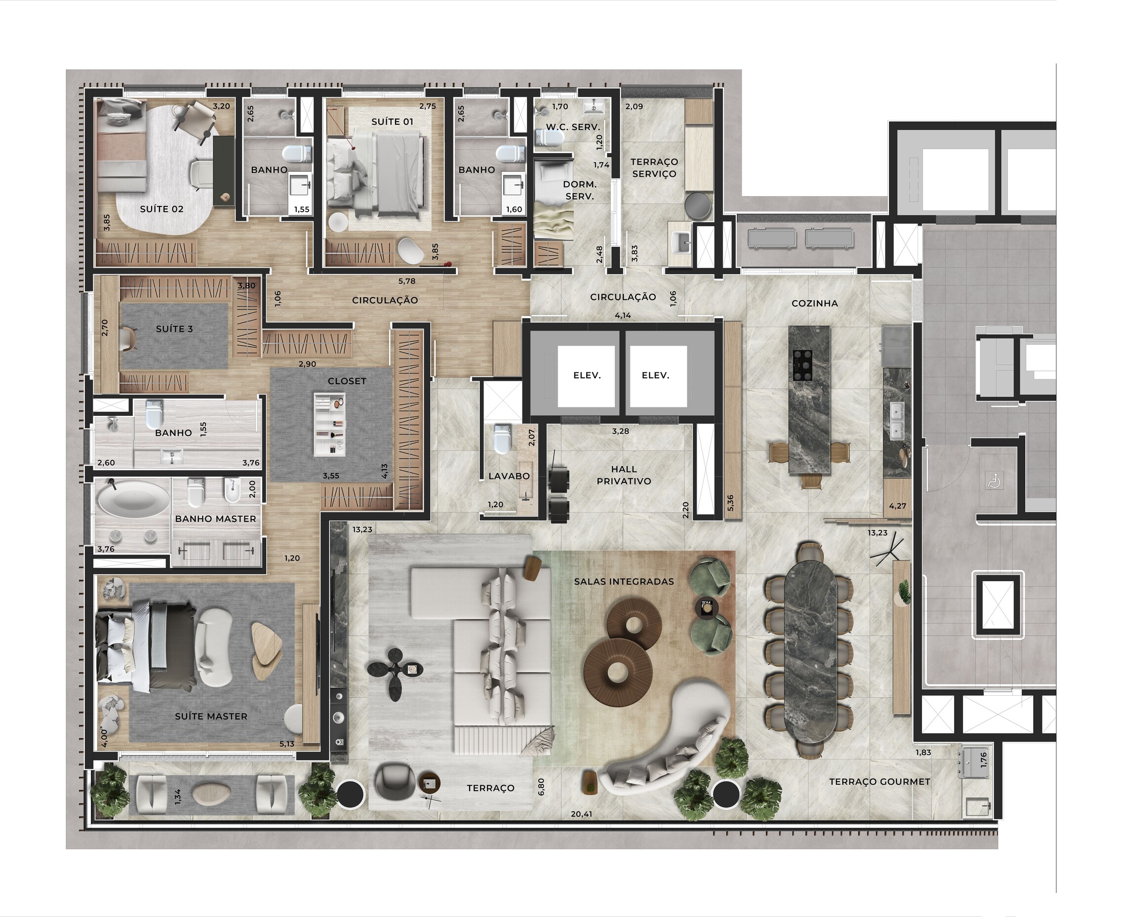 Planta 02 - 3 dorm 300m² - opção