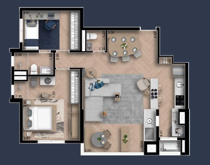 Planta 04 - 2 dorm 78m² - opção