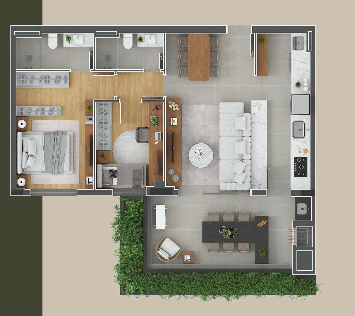 Planta 01 - 2 dorm 88m²