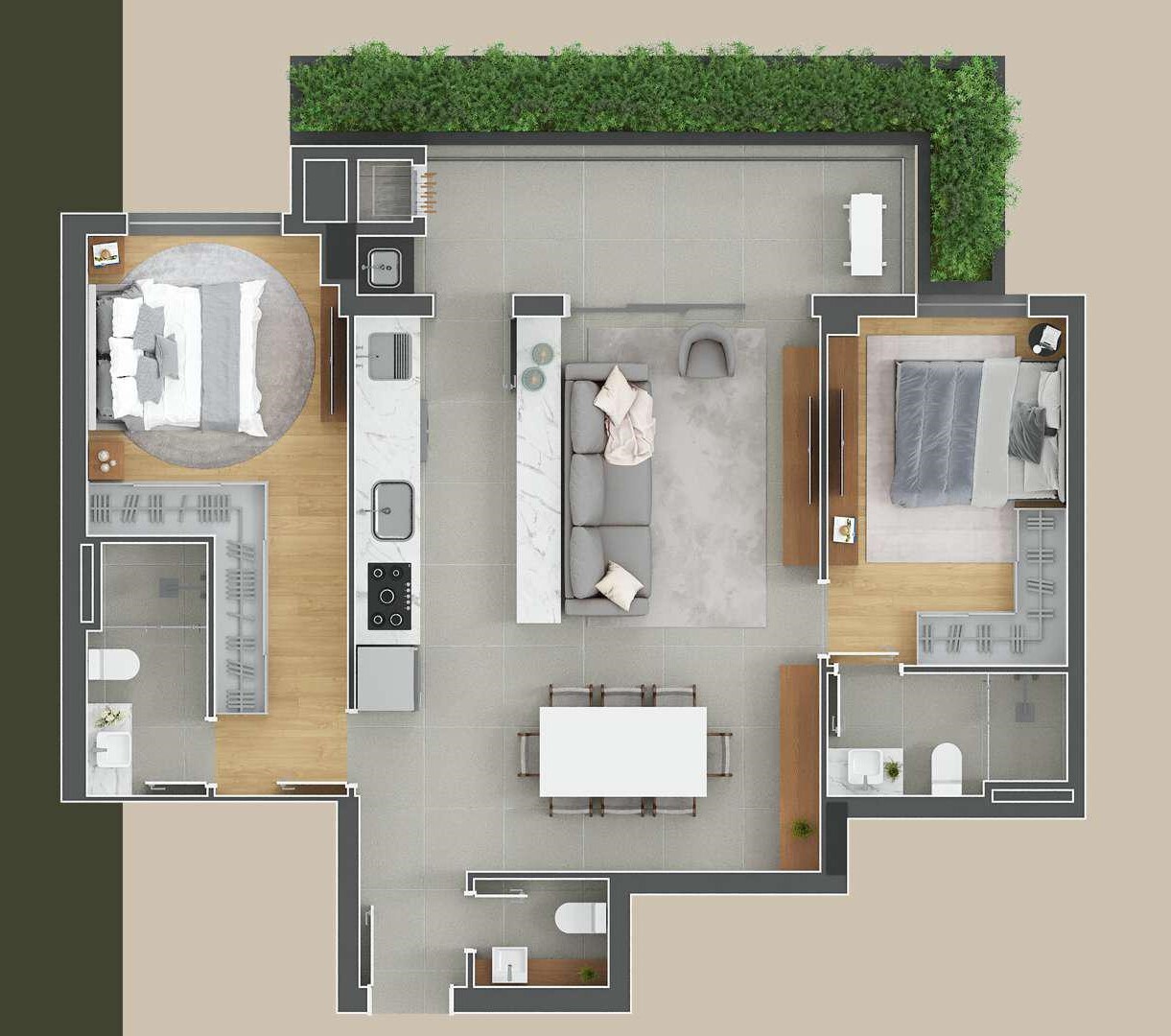 Planta 02 - 2 dorm 89m²
