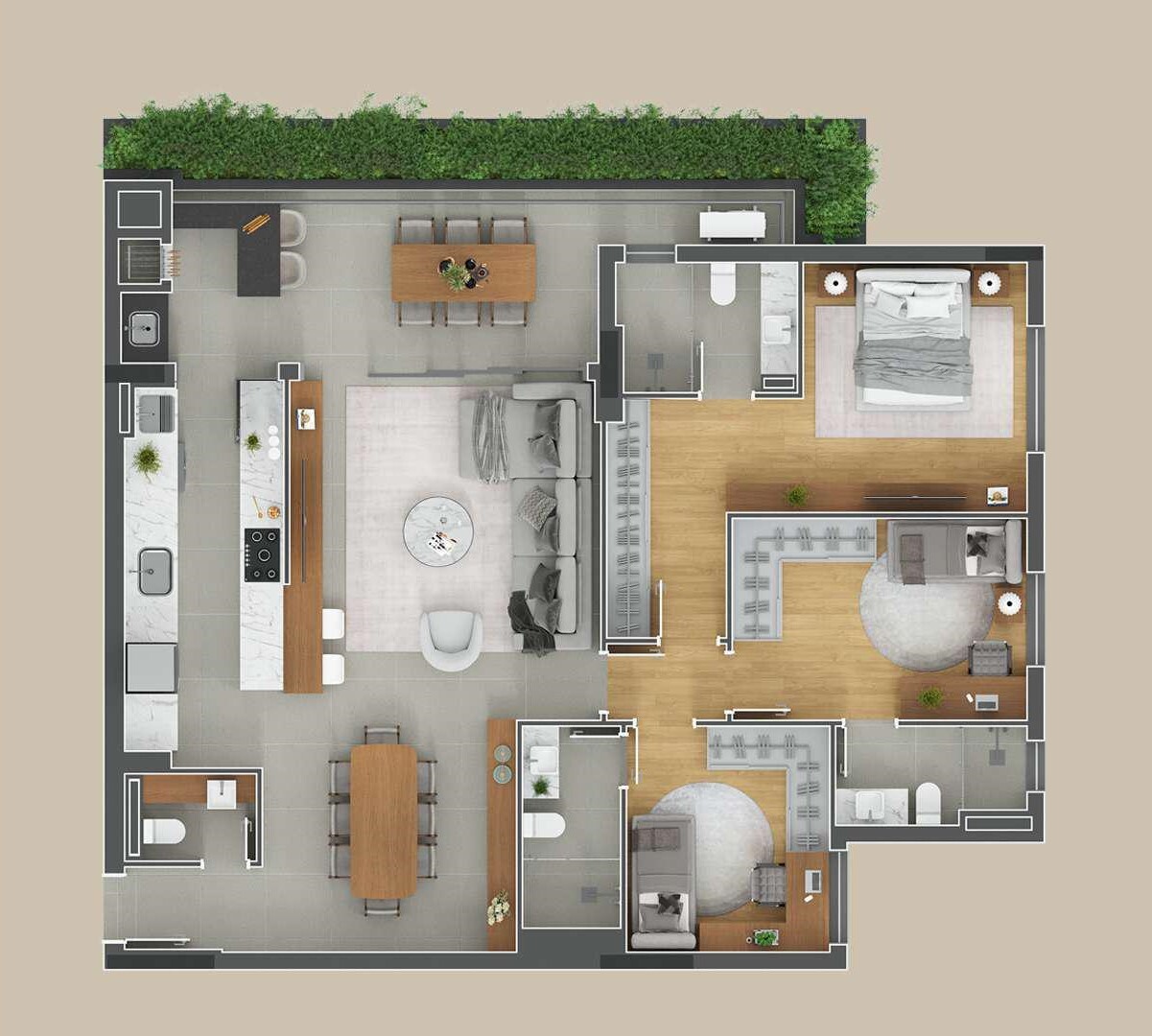 Planta 05 - 3 dorm 133m²