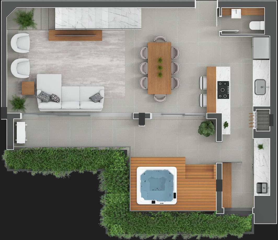 Planta 06 - 2 dorm 164,5m² - cobertura duplex - inferior