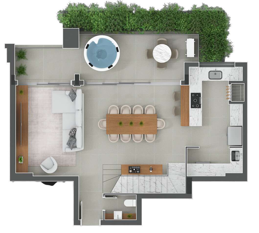Planta 08 - 2 dorm 166,40m² - cobertura duplex - inferior