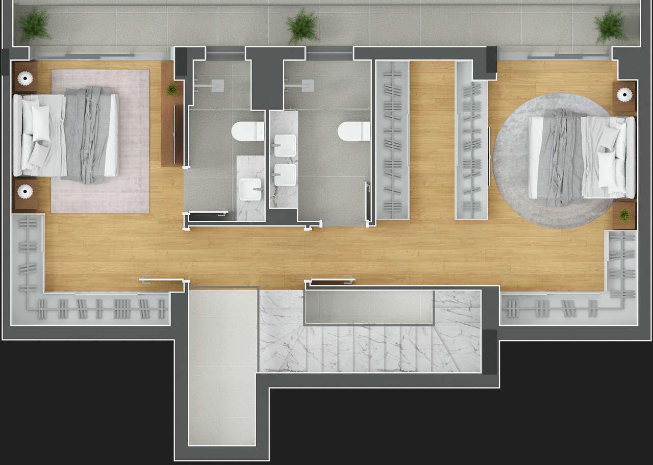 Planta 09 - 2 dorm 166,40m² - cobertura duplex - superior