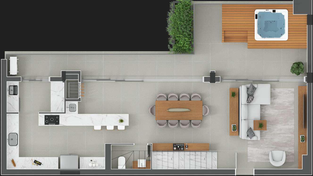 Planta 11 - 3 dorm 207,50m² - cobertura duplex - inferior