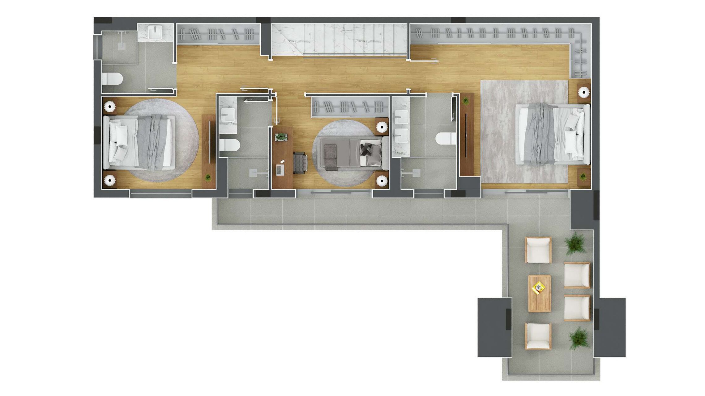 Planta 14 - 3 dorm 220m² - cobertura duplex - superior