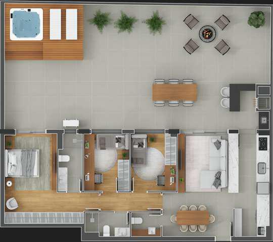 Planta 15 - 3 dorm 220m² - garden