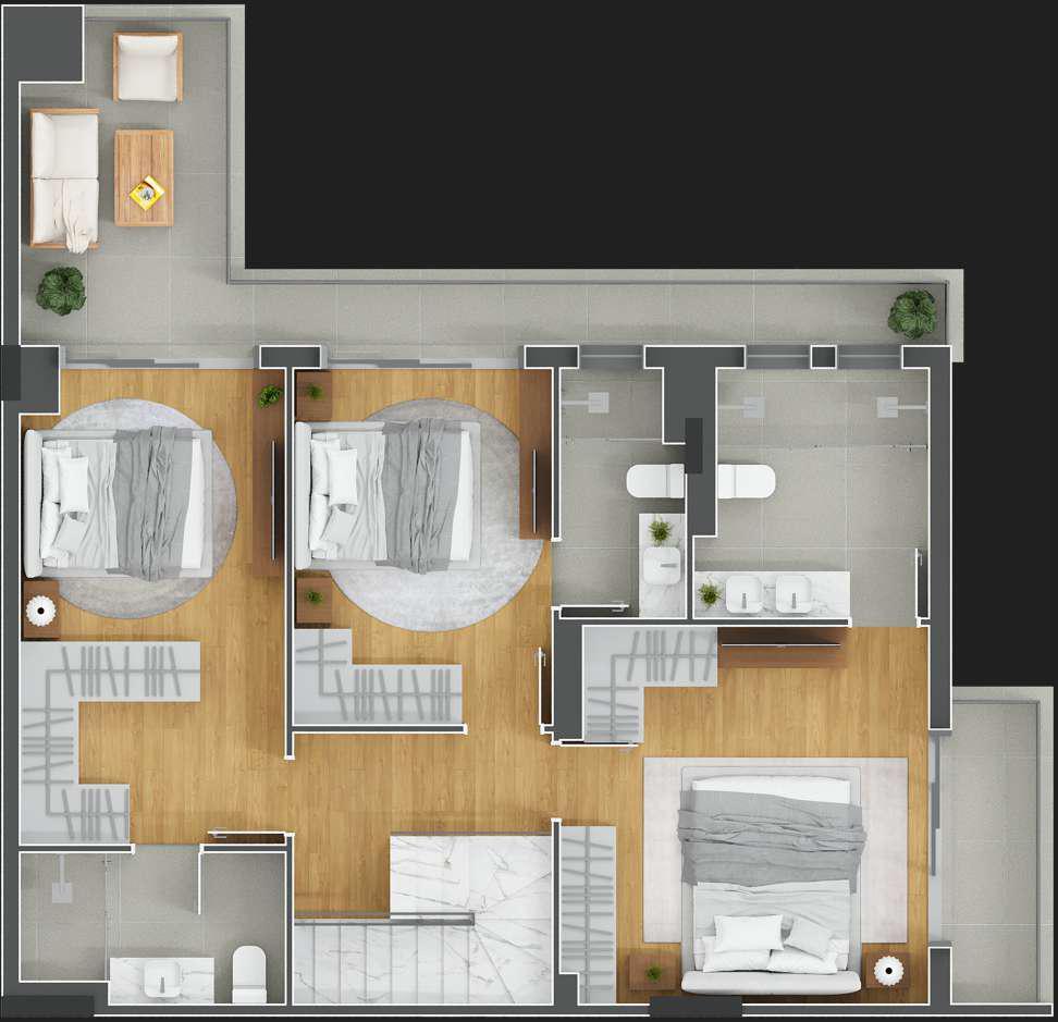 Planta 17 - 3 dorm 226m² - cobertura duplex -superior