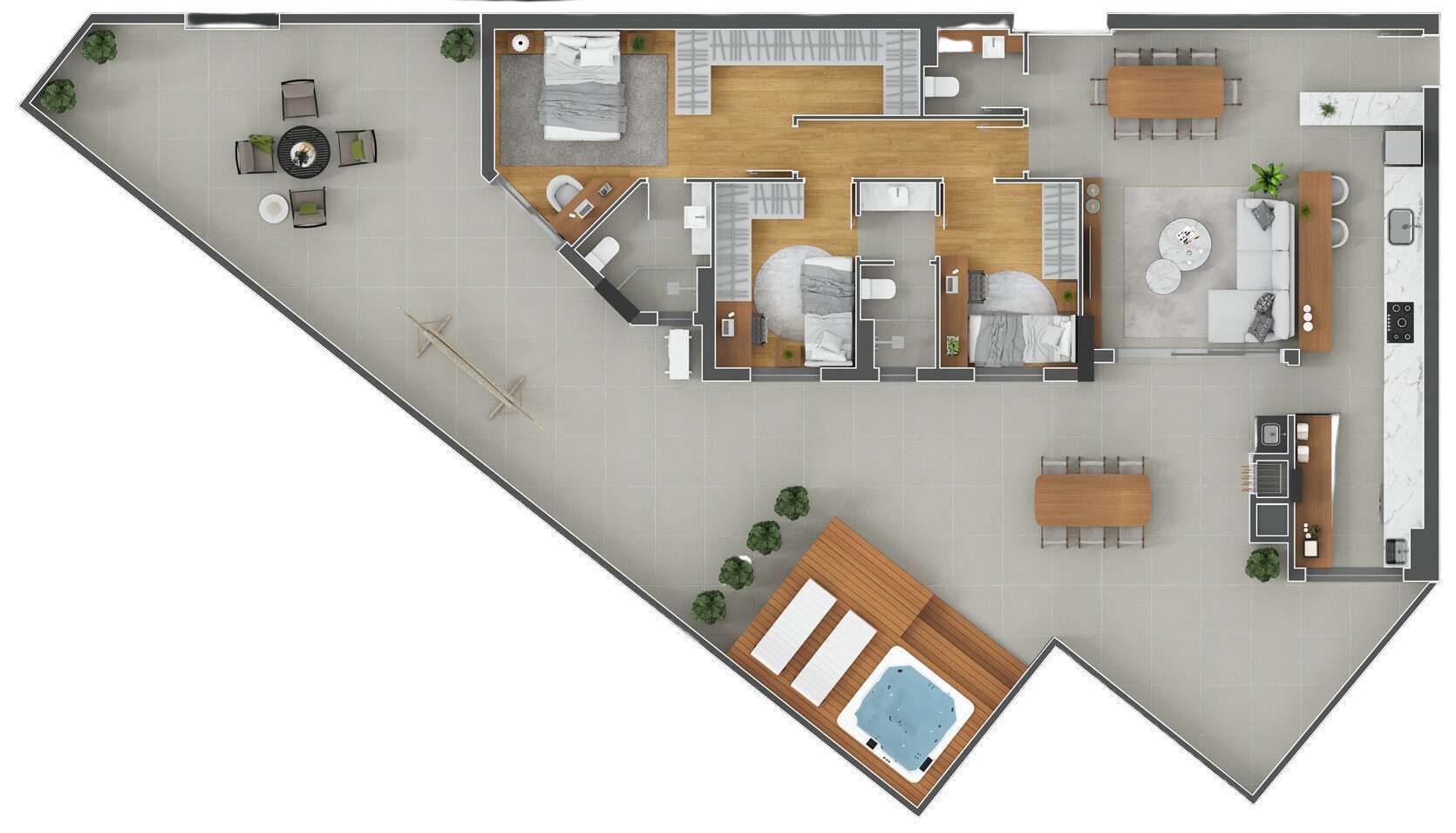 Planta 18 - 3 dorm 250m² - garden