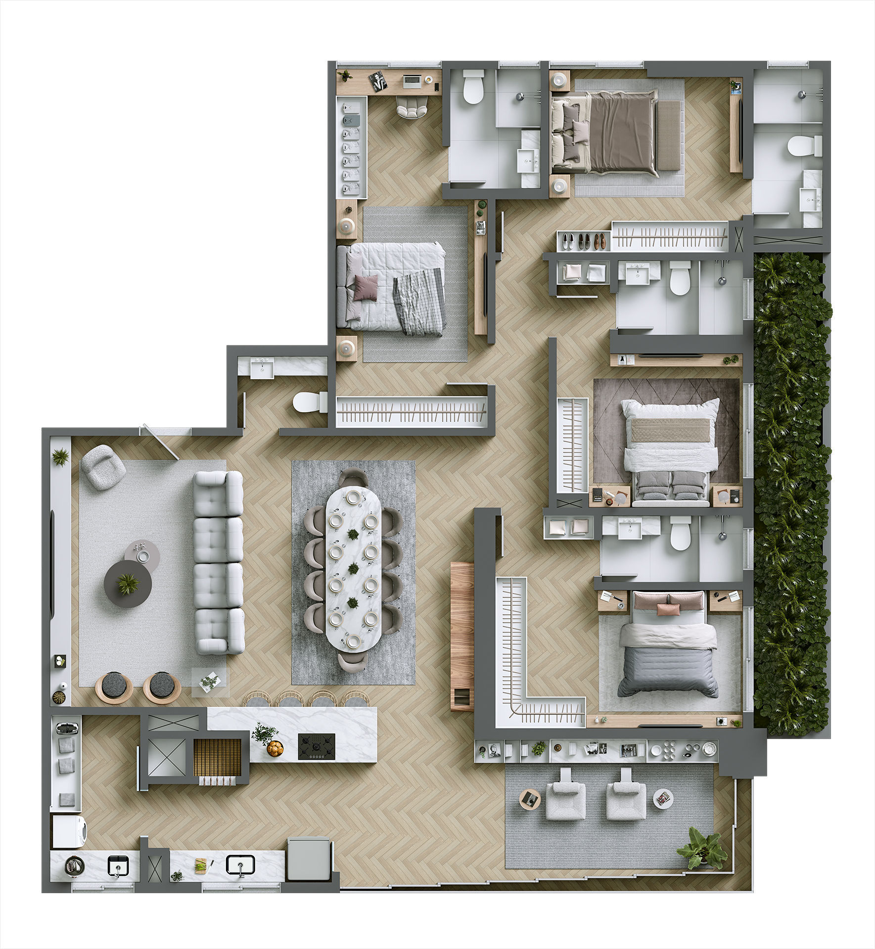 Planta 03 - 4 dorm 192,70m²