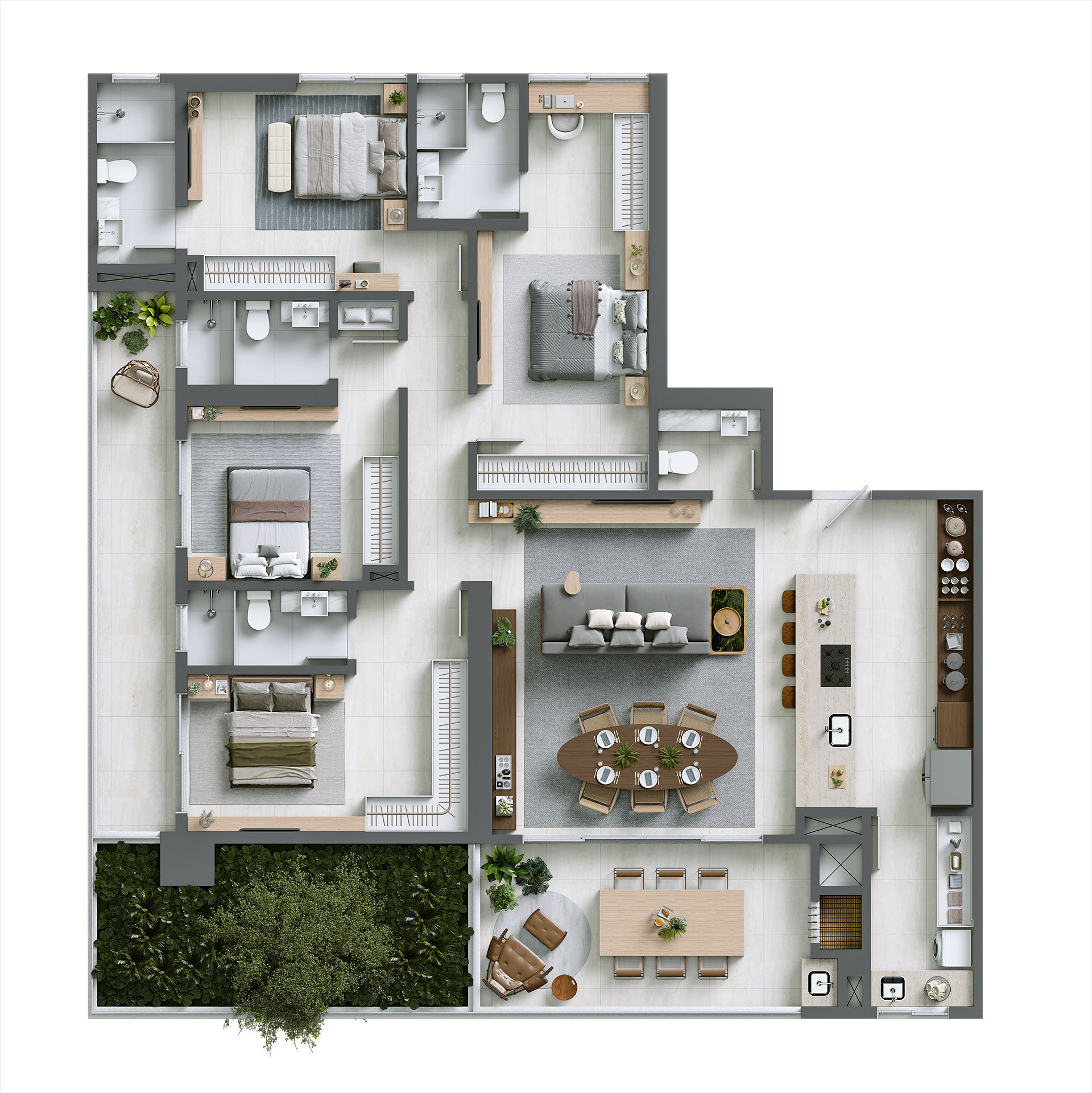 Planta 04 - 4 dorm 196,91m²