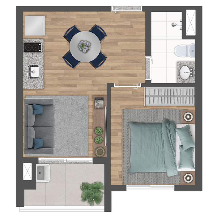 Planta 01 - 1 dorm 29m² Planta 01 - 1 dorm 29m²