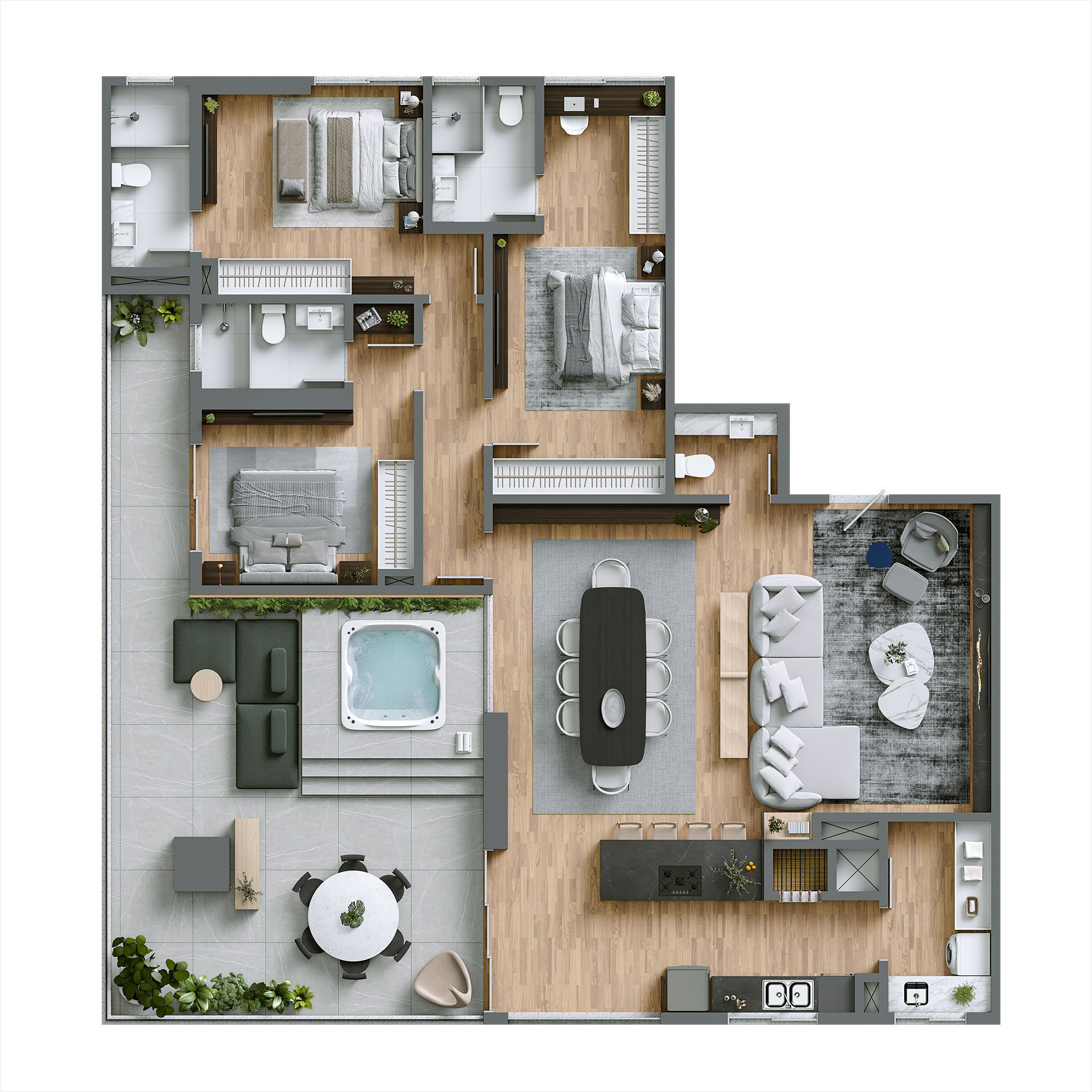 Planta 05 - 3 dorm 196,91m² - penthouse