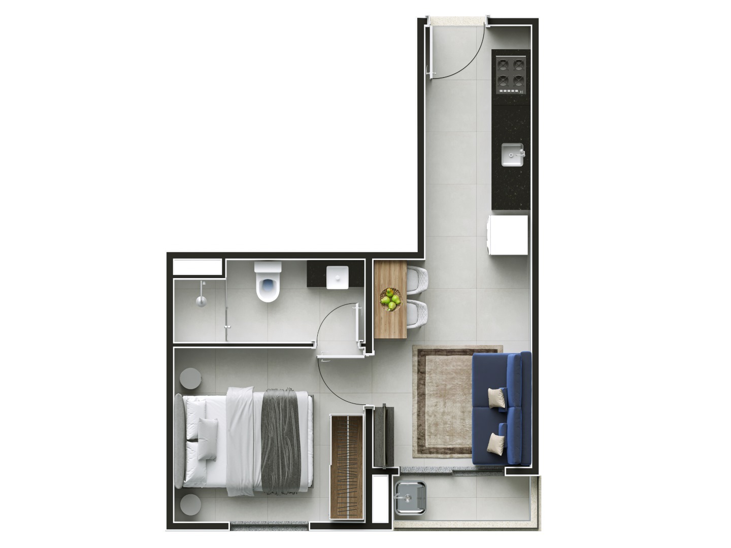 Planta 03 - 1 dorm 30,67m²