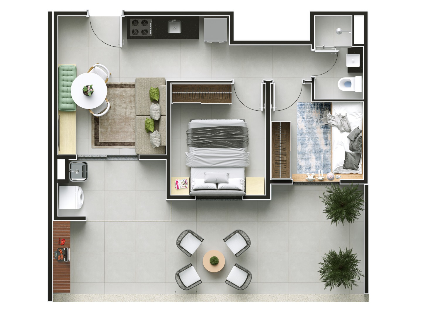 Planta 07 - 2 dorm 58,23m² - garden